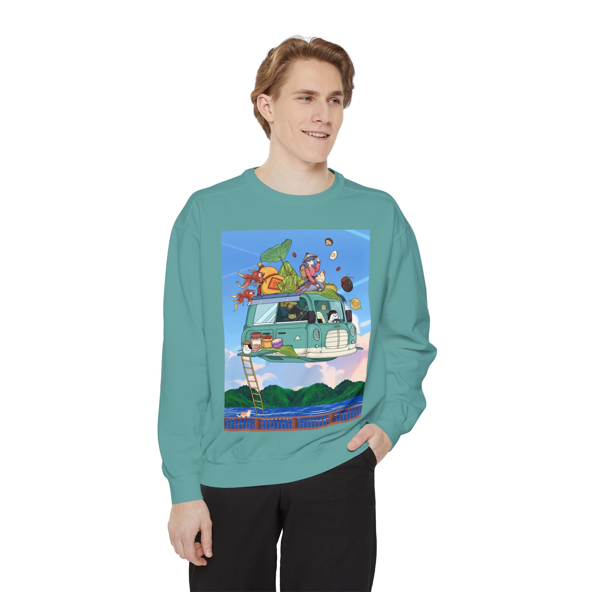 Adventure Vibes Unisex Sweatshirt with Retro Van Design
